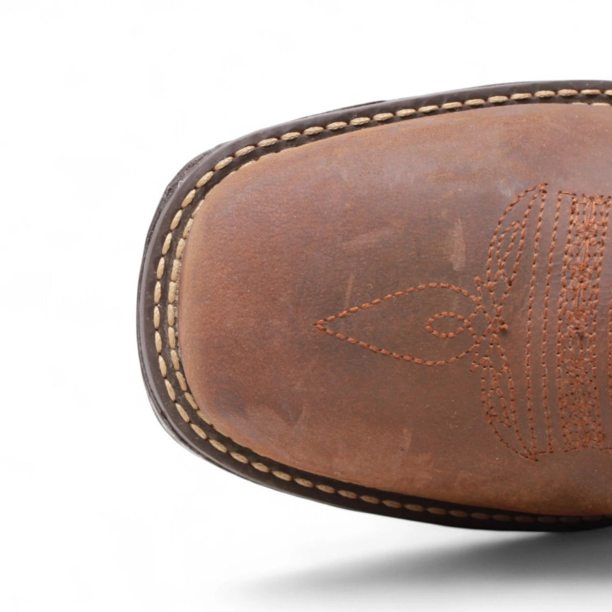 American West Men´s Genuine Leather US Flag Work Boot - Brown - Toe View