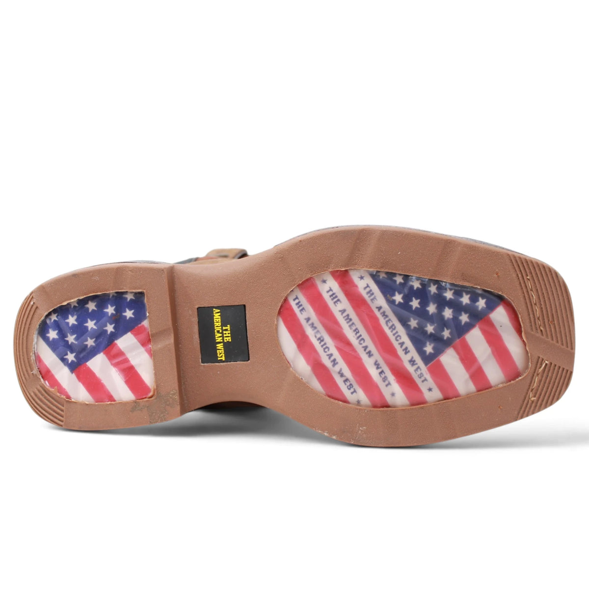 American West Men´s Genuine Leather US Flag Work Boot - Brown - Sole View