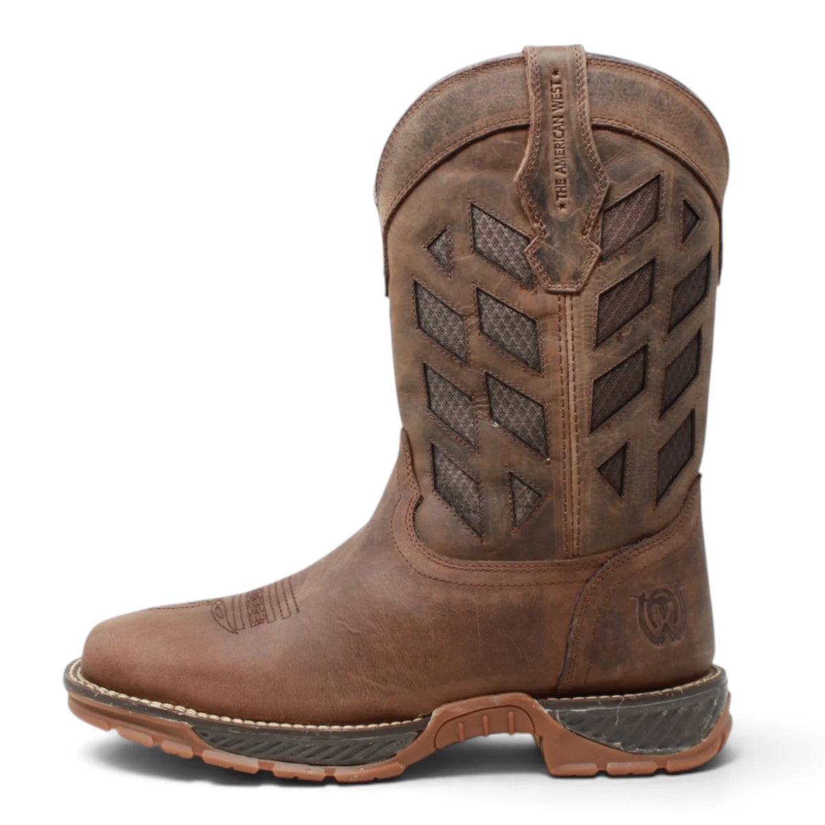 American West Men´s Genuine Leather Soft Toe Work Boot - Brown - Left Side View