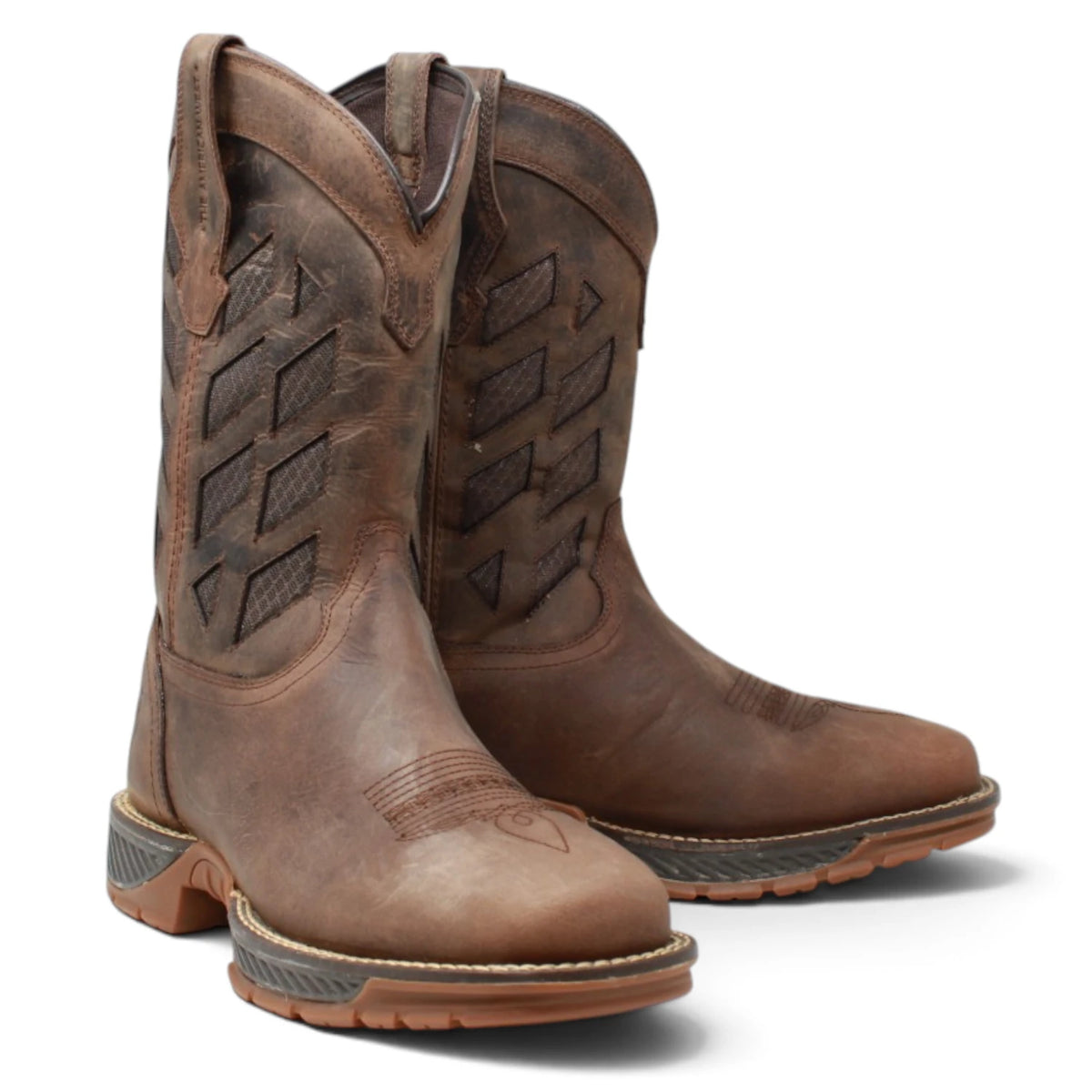 American West Men´s Genuine Leather Soft Toe Work Boot - Brown - Pair Side View