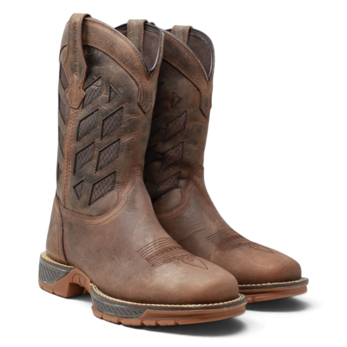 American West Men´s Genuine Leather Soft Toe Work Boot - Brown - Pair Side View