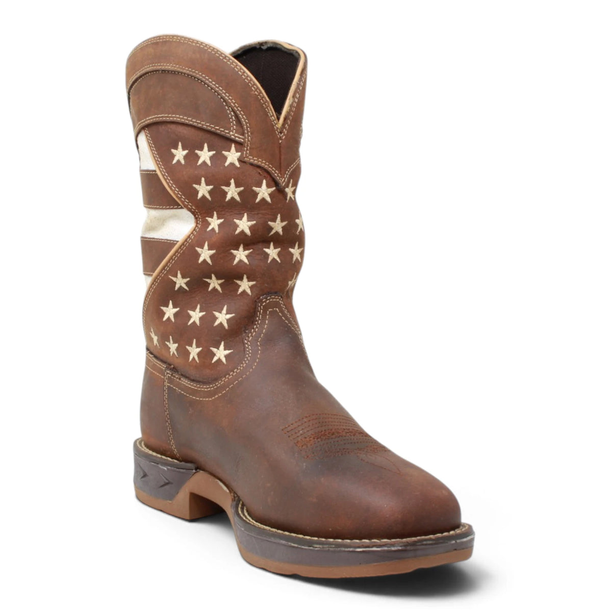 American West Men´s Genuine Leather US Flag Work Boot - Brown - Side View