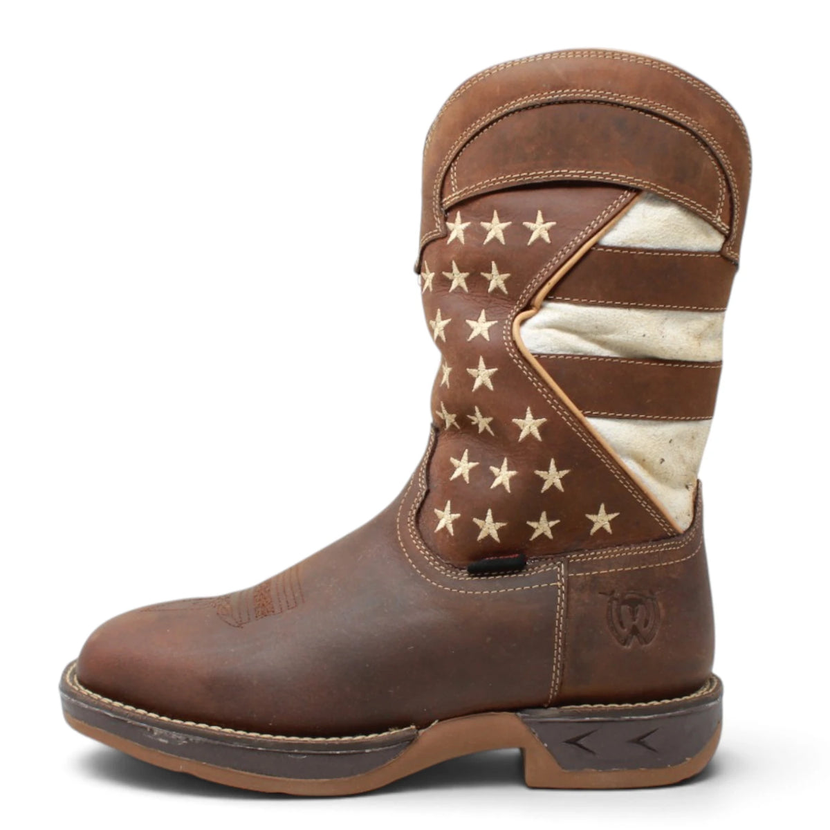American West Men´s Genuine Leather US Flag Work Boot - Brown - Left Side View
