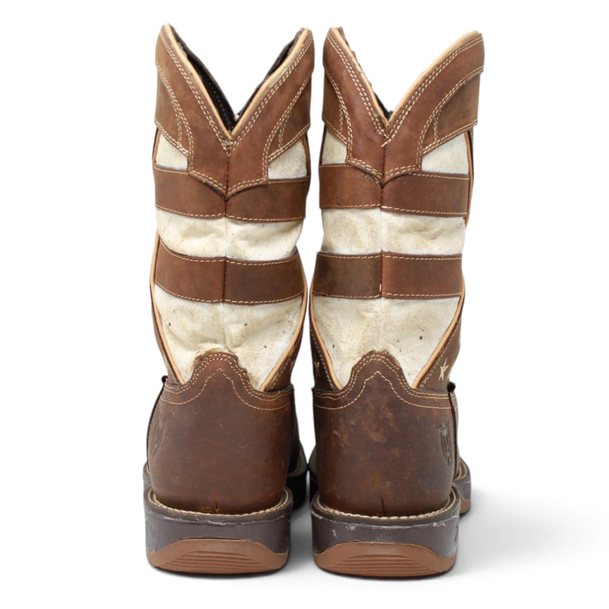 American West Men´s Genuine Leather US Flag Work Boot - Brown - Pair Back View