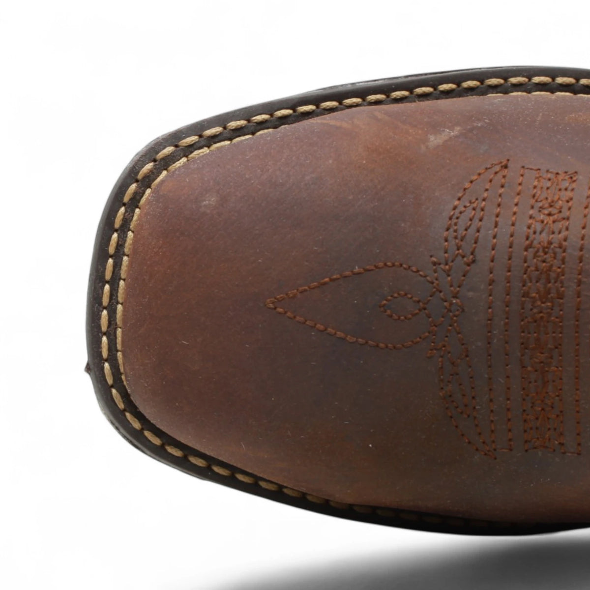 American West Men´s Genuine Leather US Flag Work Boot - Brown - Toe View