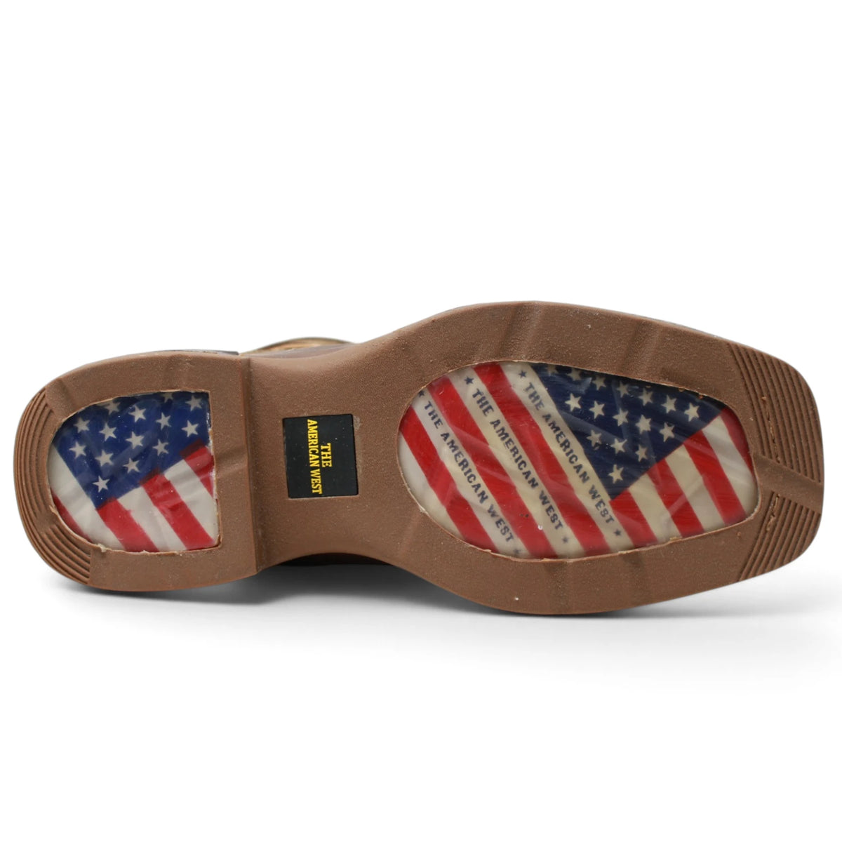 American West Men´s Genuine Leather US Flag Work Boot - Brown - Sole View
