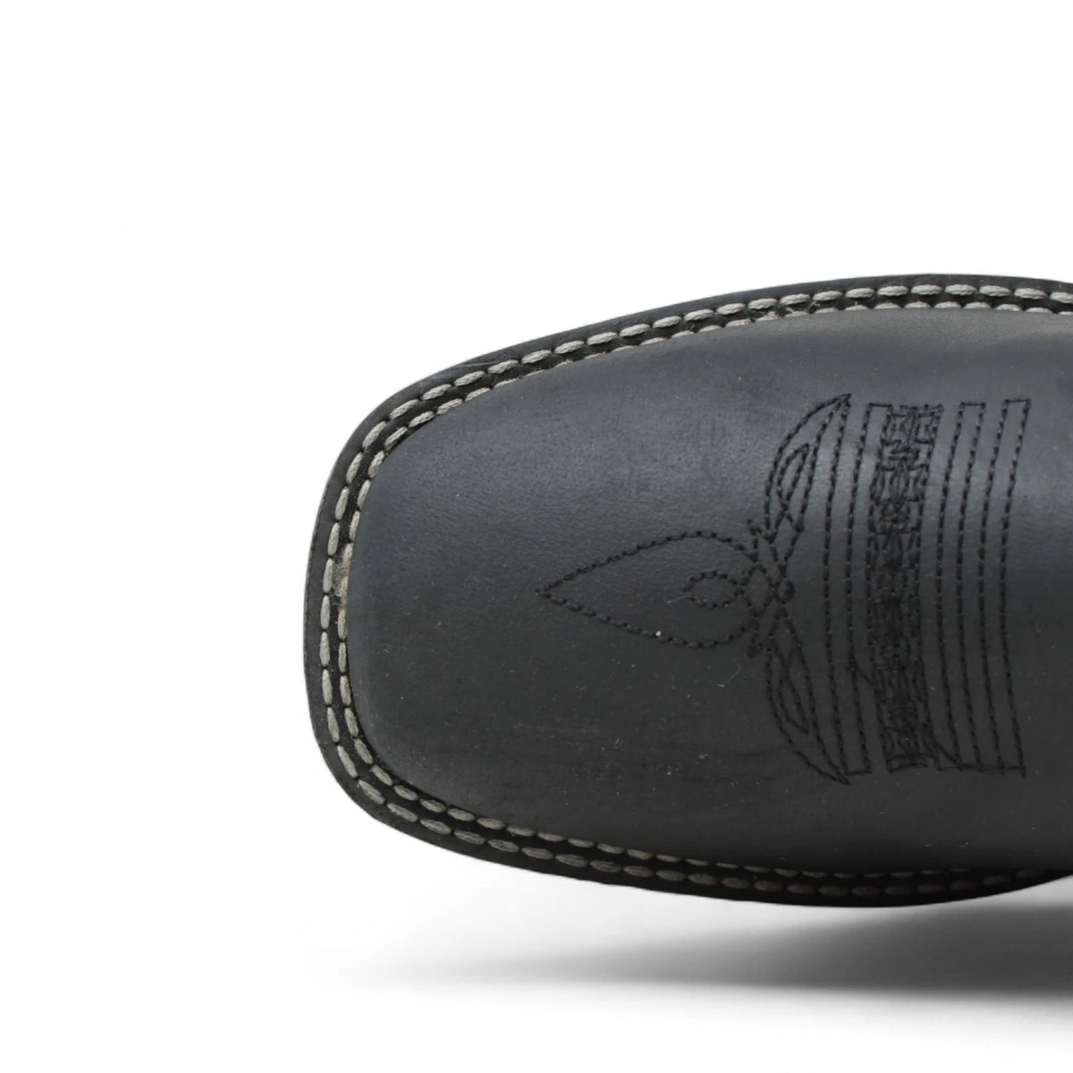 American West Men´s Genuine Leather Soft Toe Work Boot - Black & White - Toe View