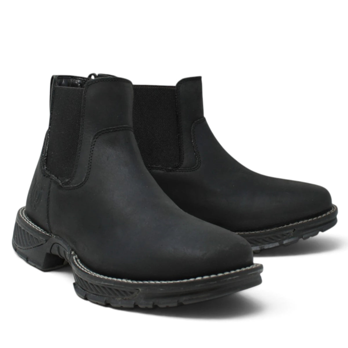 American West Men´s Genuine Leather Soft Toe Ankle Work Boot - Black - Pair Side View