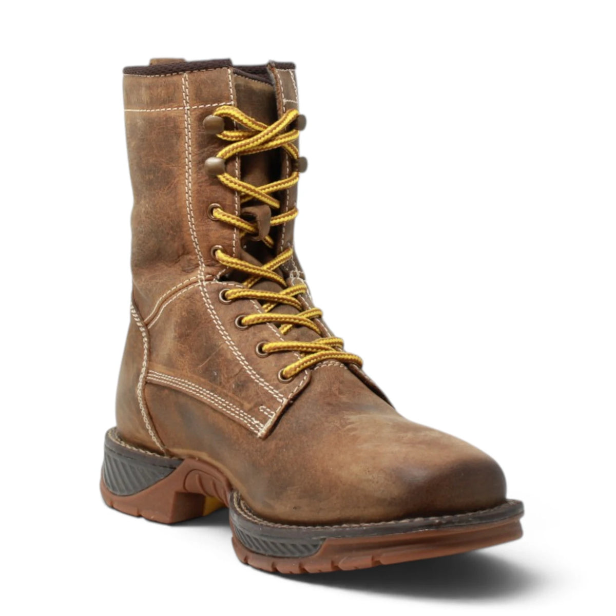 American West Men´s Genuine Leather Lace-Up Soft Toe Work Boot - Brown - Side View