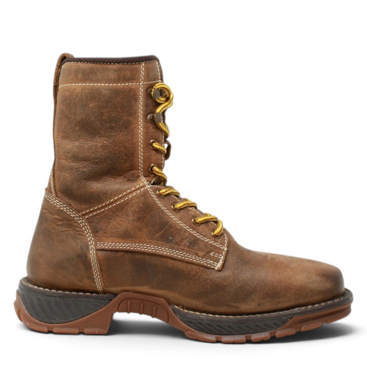 American West Men´s Genuine Leather Lace-Up Soft Toe Work Boot - Brown - Right Side View