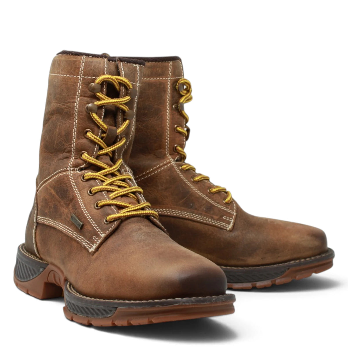 American West Men´s Genuine Leather Lace-Up Soft Toe Work Boot - Brown - Pair Side View