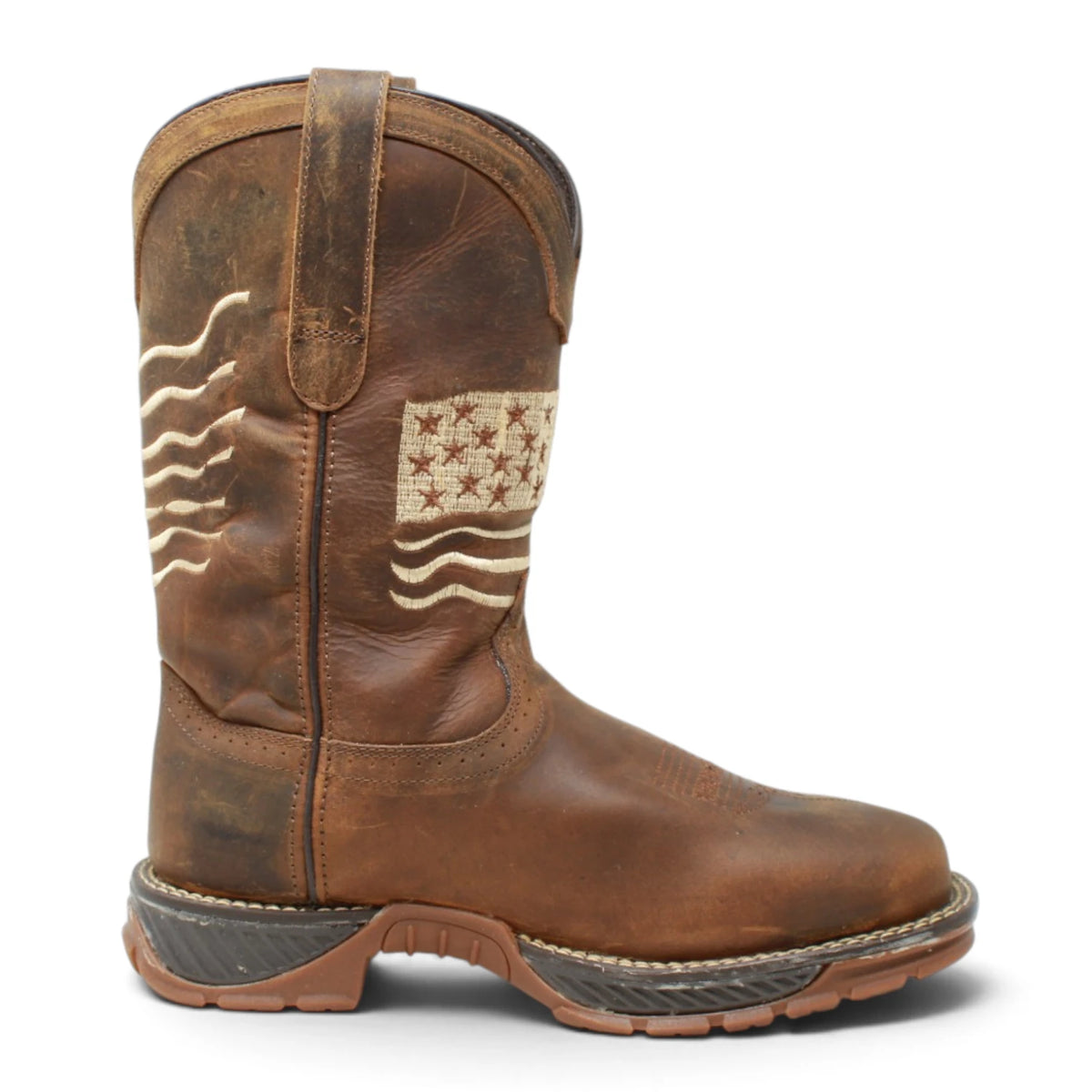American West Men´s Genuine Leather US Flag Composite Toe Work Boot - Brown - Right Side View