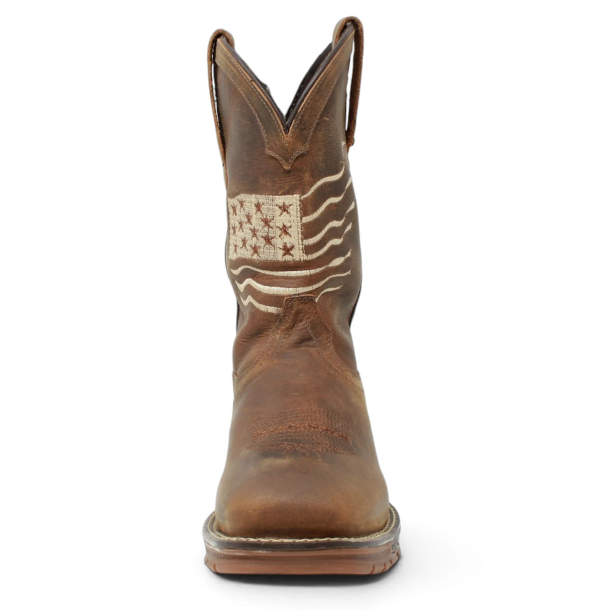 American West Men´s Genuine Leather US Flag Composite Toe Work Boot - Brown - Front View