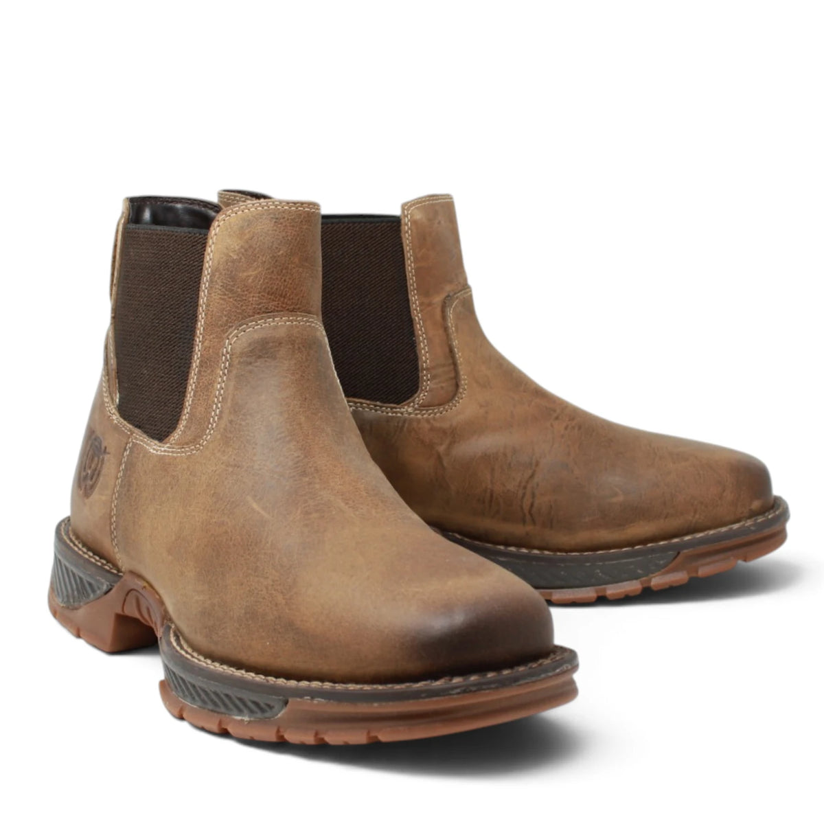 American West Men´s Genuine Leather Soft Toe Ankle Work Boot - Brown - Pair Side View