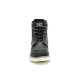 Men's Reclaimer wedge waterproof work boots in black color by CAT front view