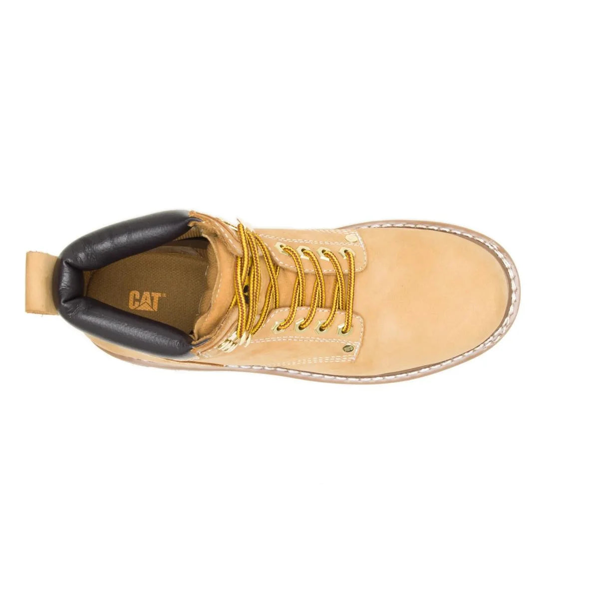 Men's Second Shift soft toe work boots in honey by CAT top view
