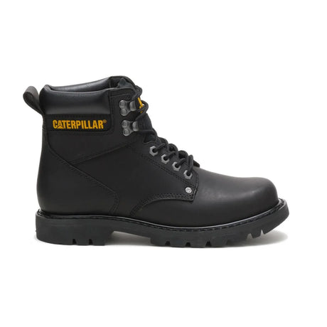 Men's Second Shift soft toe work boots in black by CAT side view