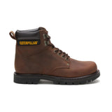 Men's Second Shift soft toe work boots in dark brown by CAT right side