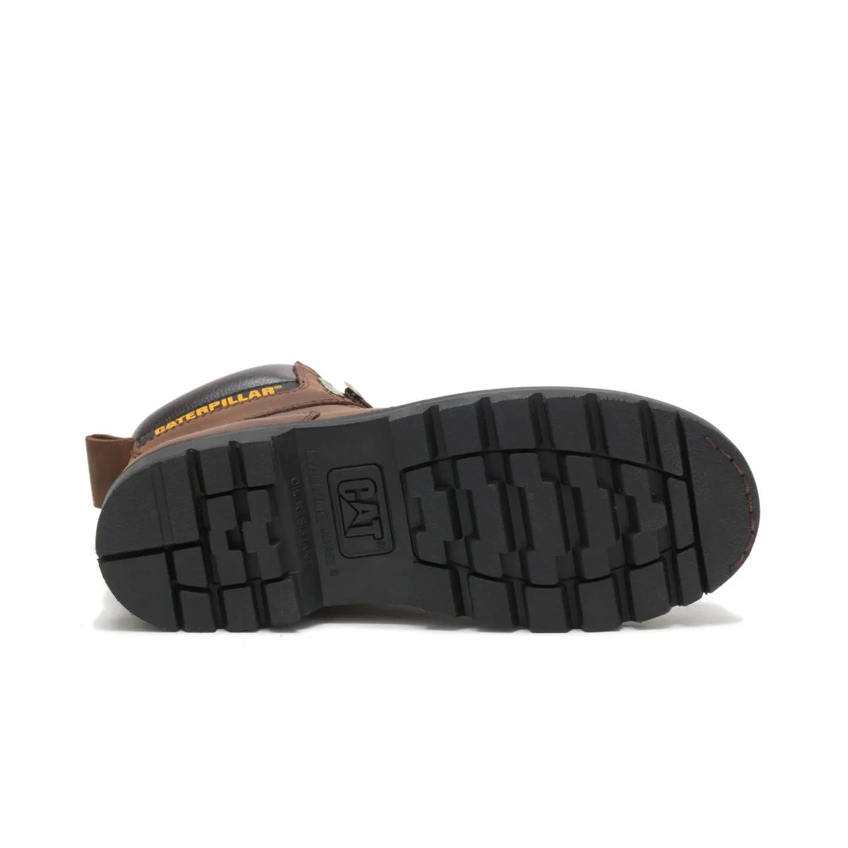 Men's Second Shift soft toe work boots in dark brown by CAT sole