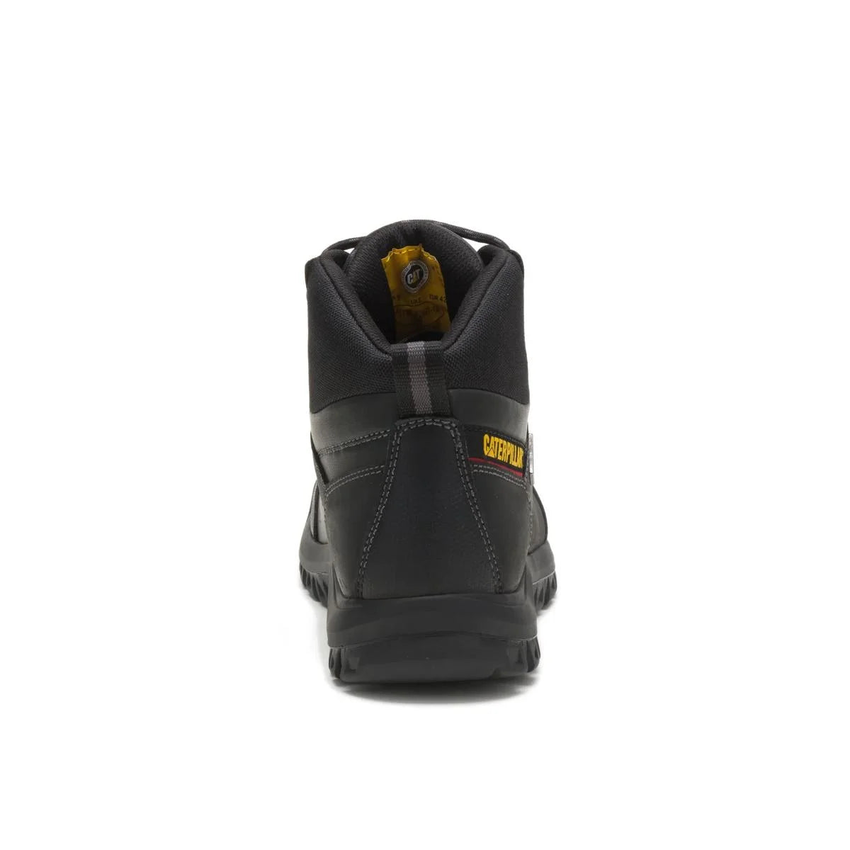 Men's Threshold waterproof work boots in black by CAT back view