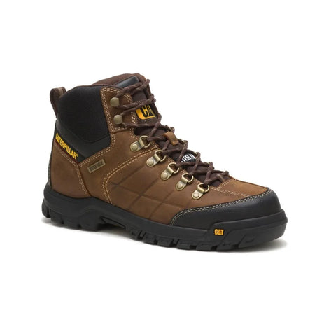 Men's Threshold waterproof steel toe work boots in real brown by CAT side view
