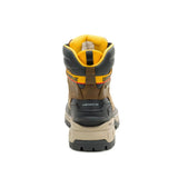 Men's 6″ Excavator waterproof composite toe work boots with Power Spring technology in pyramid sand by CAT back view