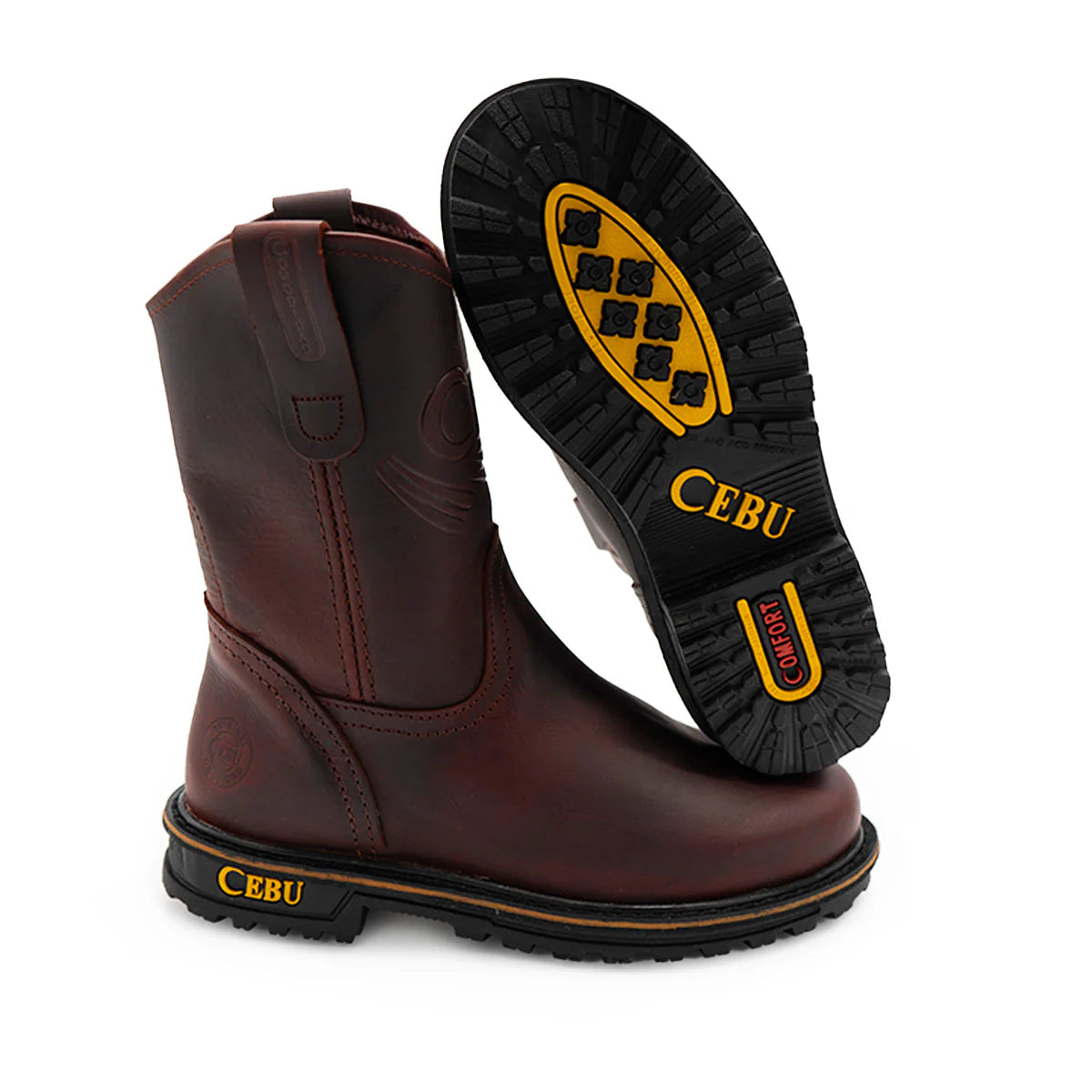 Cebu Tractor Heavy Duty Pull On 10" Work Boots - Steel Toe