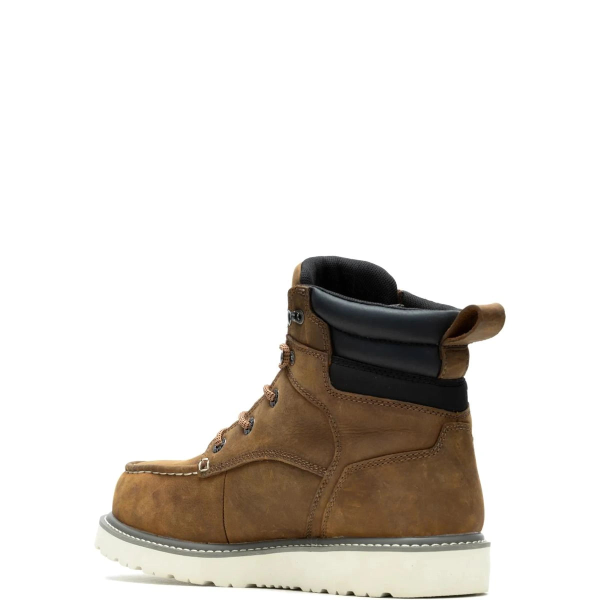 Men's 6″ Trade Wedge moc toe work boots in sudan brown by Wolverine side view