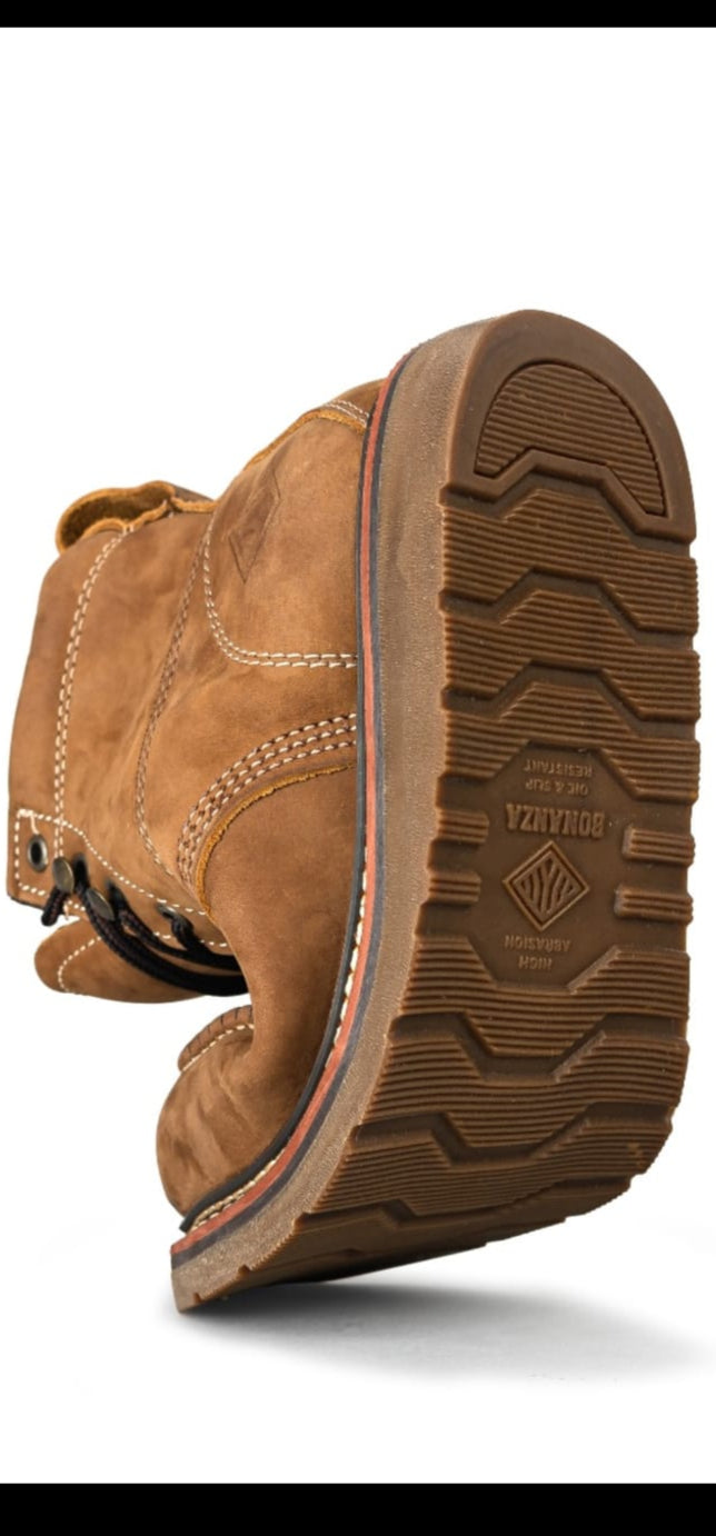 Bonanza Men´s Frontier Flex 6" Moc Toe Work Boots - Crazy Brown - Sole View