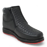 Men's petatillo square toe work shoes with double density sole in black by La Carreta side view