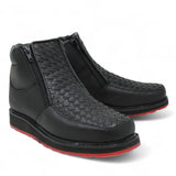 Men's petatillo square toe work shoes with double density sole in black by La Carreta side pair view
