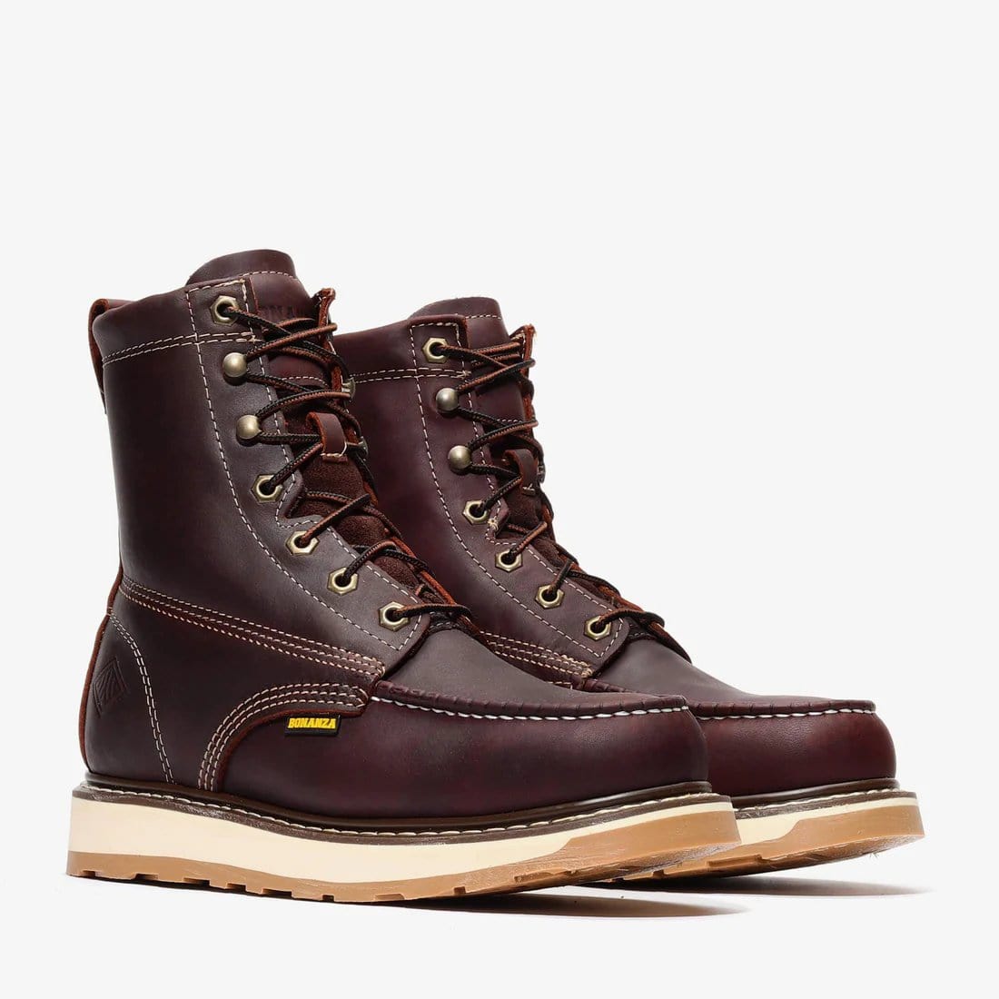 Bonanza Men´s Frontier Dual 8" Moc Toe Work Boots - Burgundy 