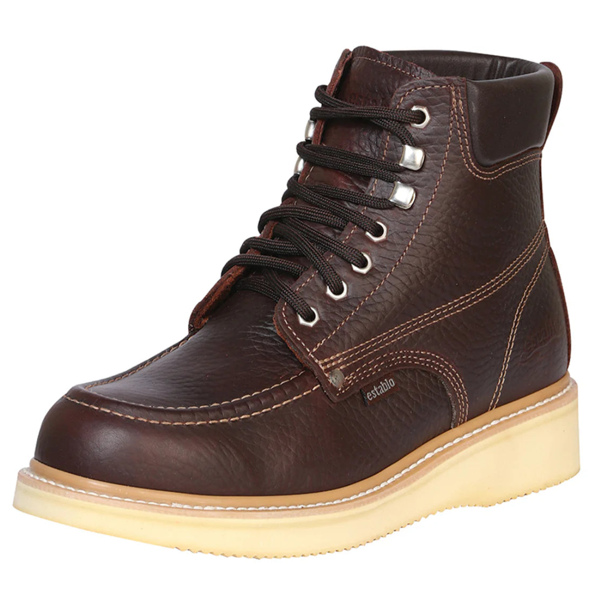 Establo Genuine Leather Mil Rayas Moc Toe Work Shoes - Soft Toe