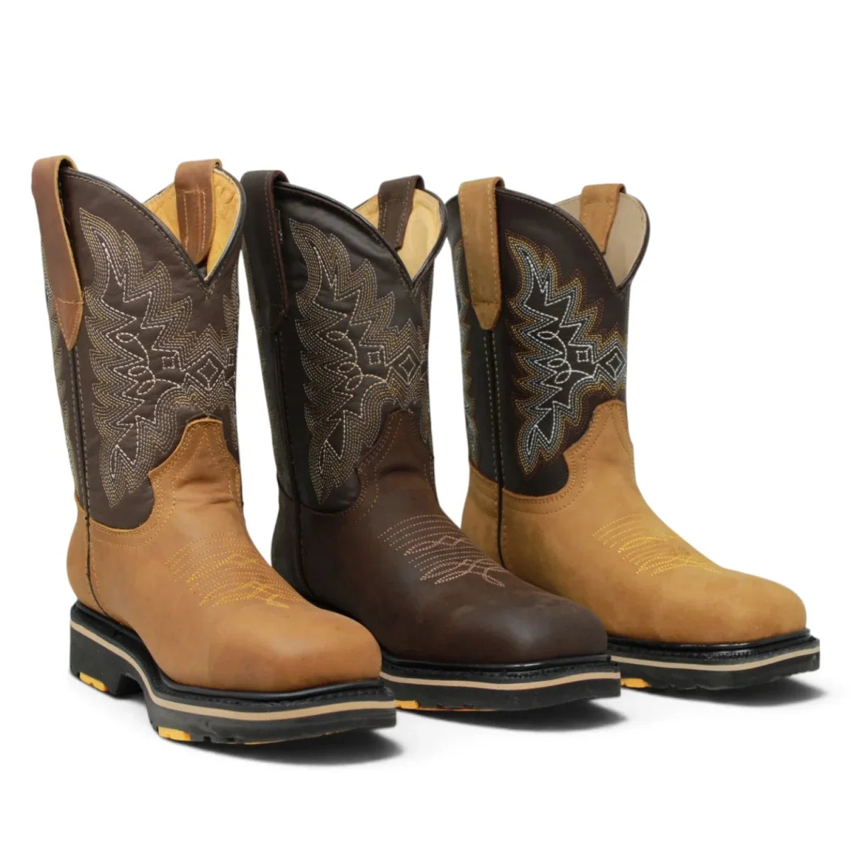 Black Stone leather western work boots with double-density outsole 