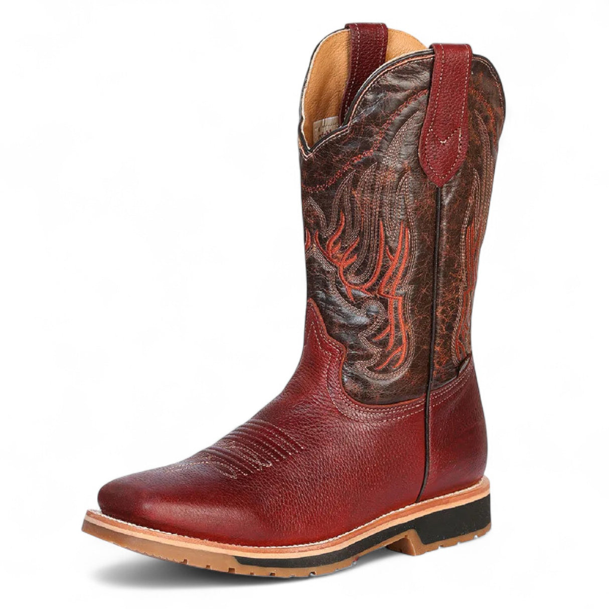 Establo Genuine Leather Pull-On Square Toe Work Boots - Double Density Outsole