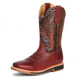Establo Genuine Leather Pull-On Square Toe Work Boots - Double Density Outsole
