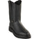 Men's soft toe lined sole work boots in black by Original Michel side view