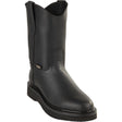 Men's soft toe lined sole work boots in black by Original Michel side view