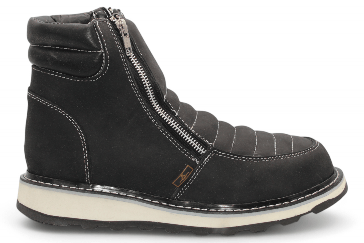 Hooch Boots Boots Men’s Genuine Leather Round Toe Work Shoes Black Color – Hooch Boots - Right Side View