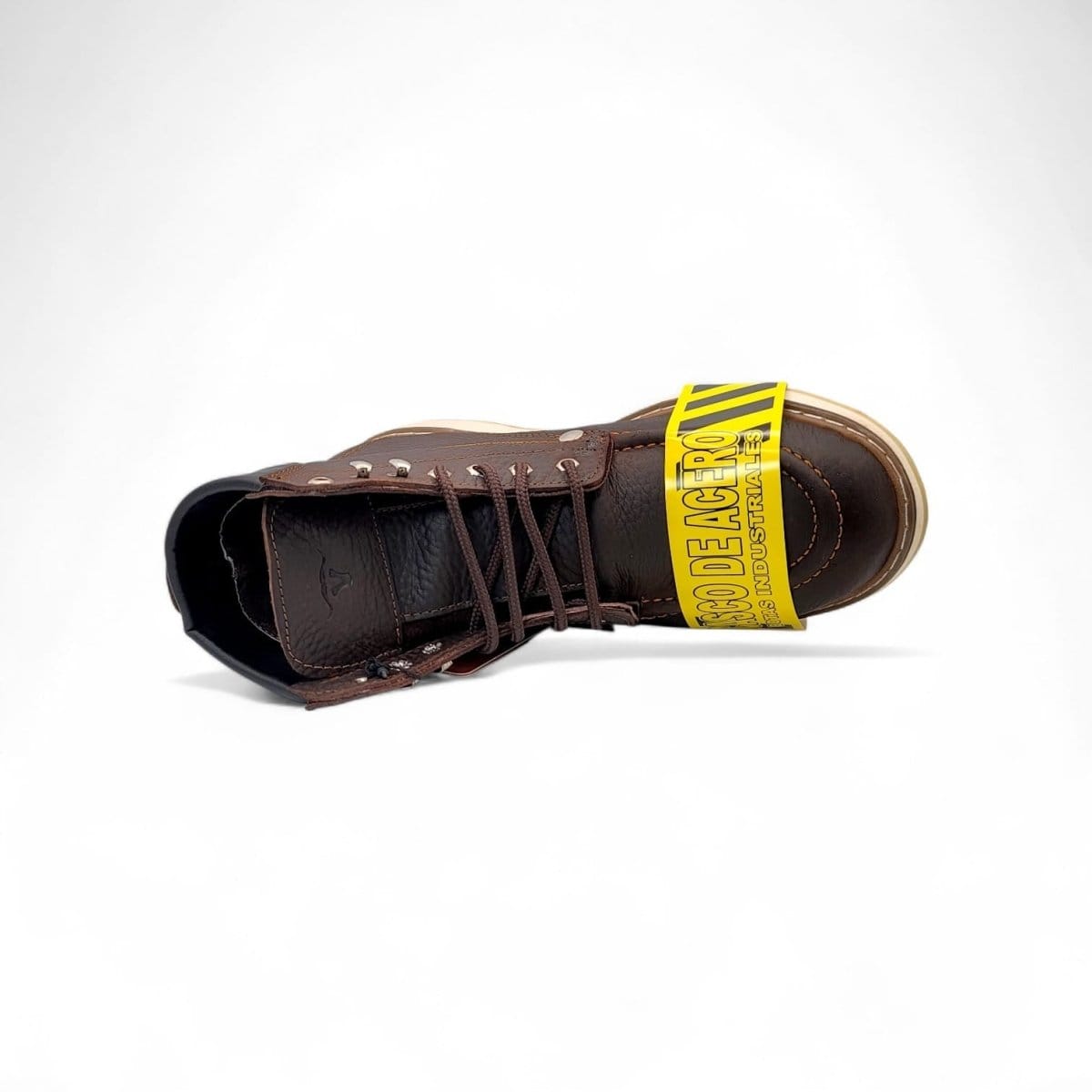 Hooch Boots H801C94 men's 6-inch chocolate genuine leather moc toe composite toe work boots top view