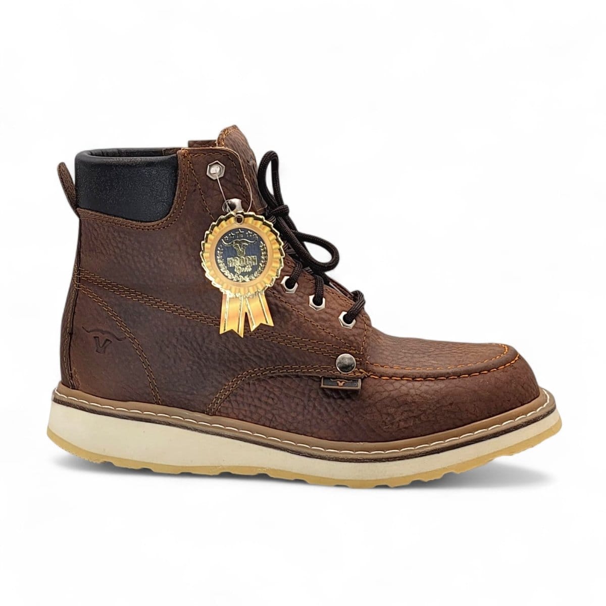Hooch Boots H80131 men's 6-inch honey genuine leather moc toe work boots side view
