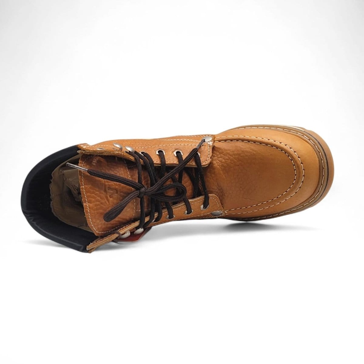 Hooch Boots H801T51 men's 6-inch honey genuine leather moc toe work boots top view