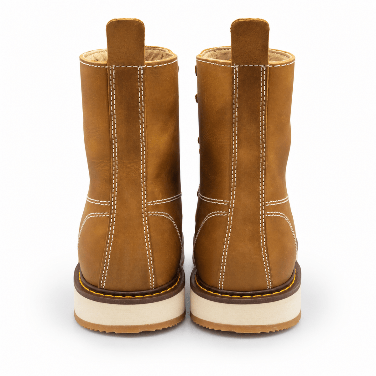 Hooch Boots H50151 men's Honey Crazy Horse leather round toe work boots back view