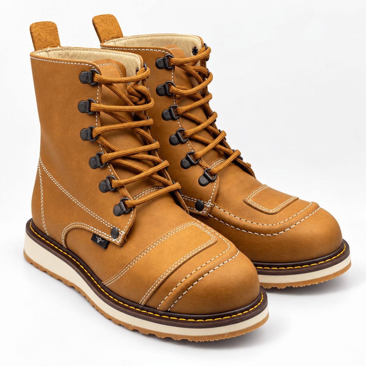 Hooch Boots H50151 men's Honey Crazy Horse leather round toe work boots pair view