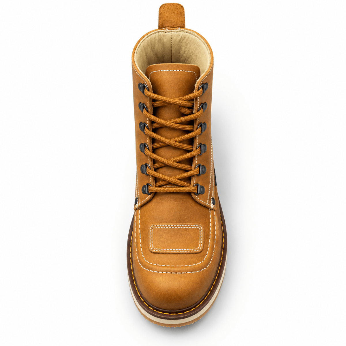Hooch Boots H50151 men's Honey Crazy Horse leather round toe work boots top view