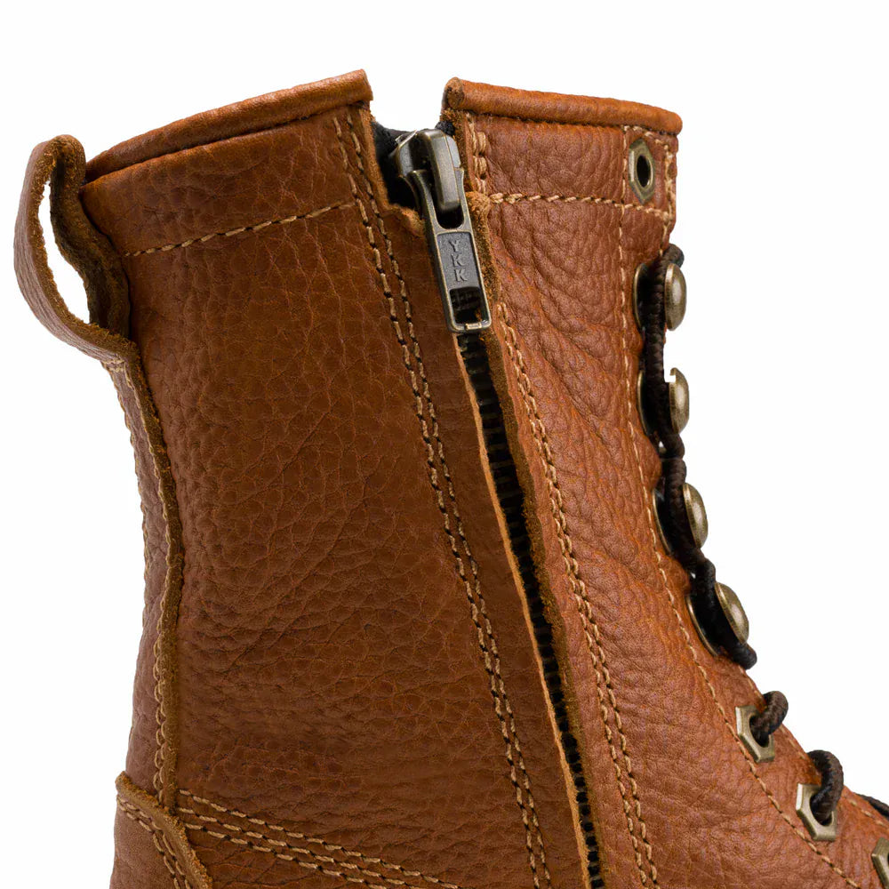 Hammer Men's Comfort Full Grain Leather Zipper and Lace Soft Round Toe Work Boots - Tan - Side View