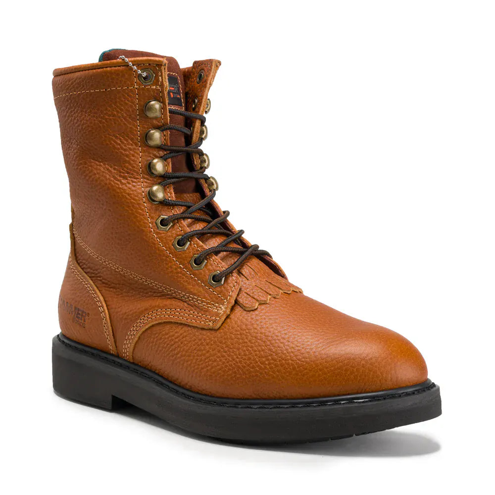 Joe Boots Boots Comfort Full Grain Leather Zipper and Lace Work Boots Tan Color - Hammer Boots