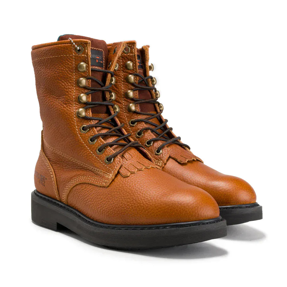 Joe Boots Boots Comfort Full Grain Leather Zipper and Lace Work Boots Tan Color - Hammer Boots