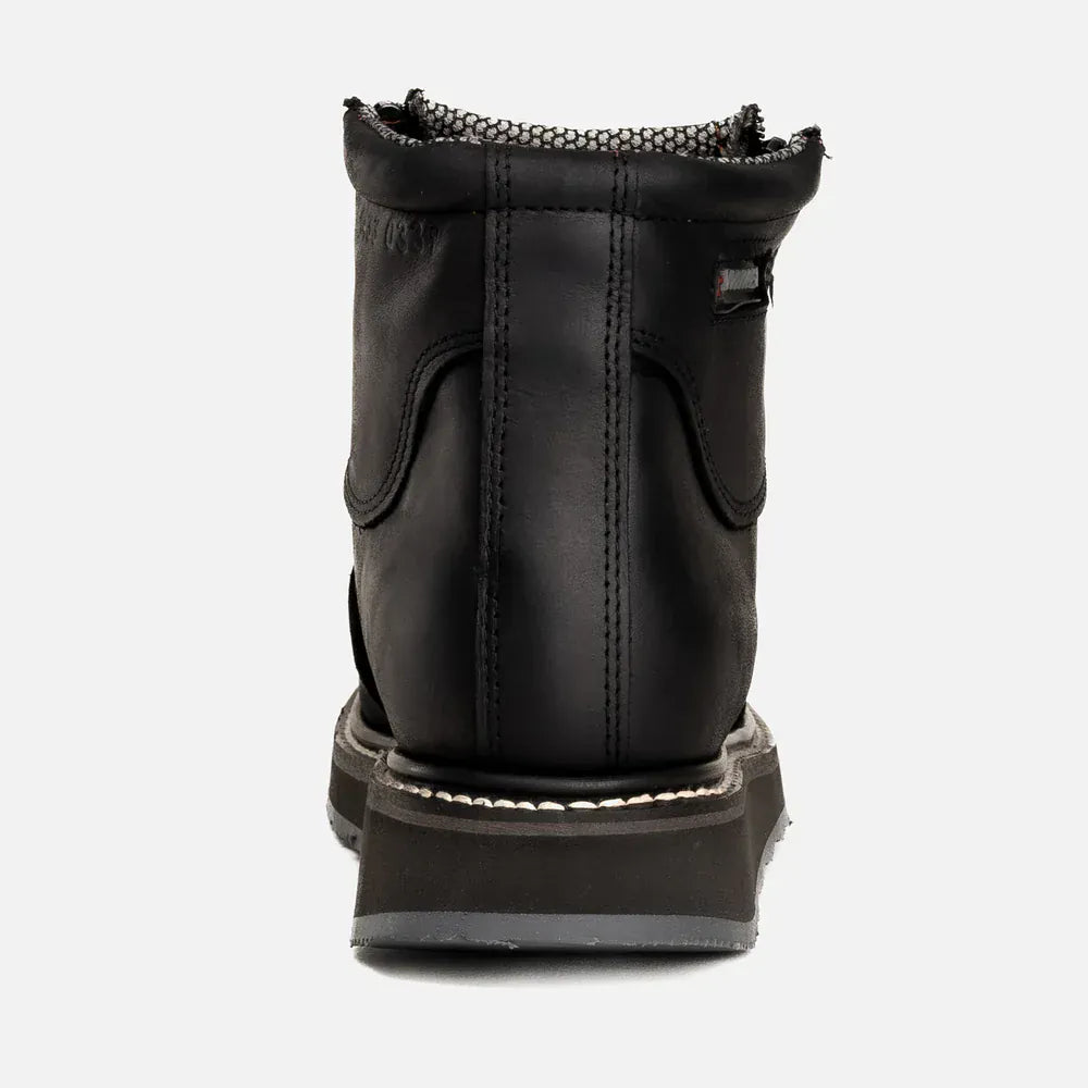 Hammer Men's Double Zipper Comfort Soft Round Toe  Work Boot - Black - Back View