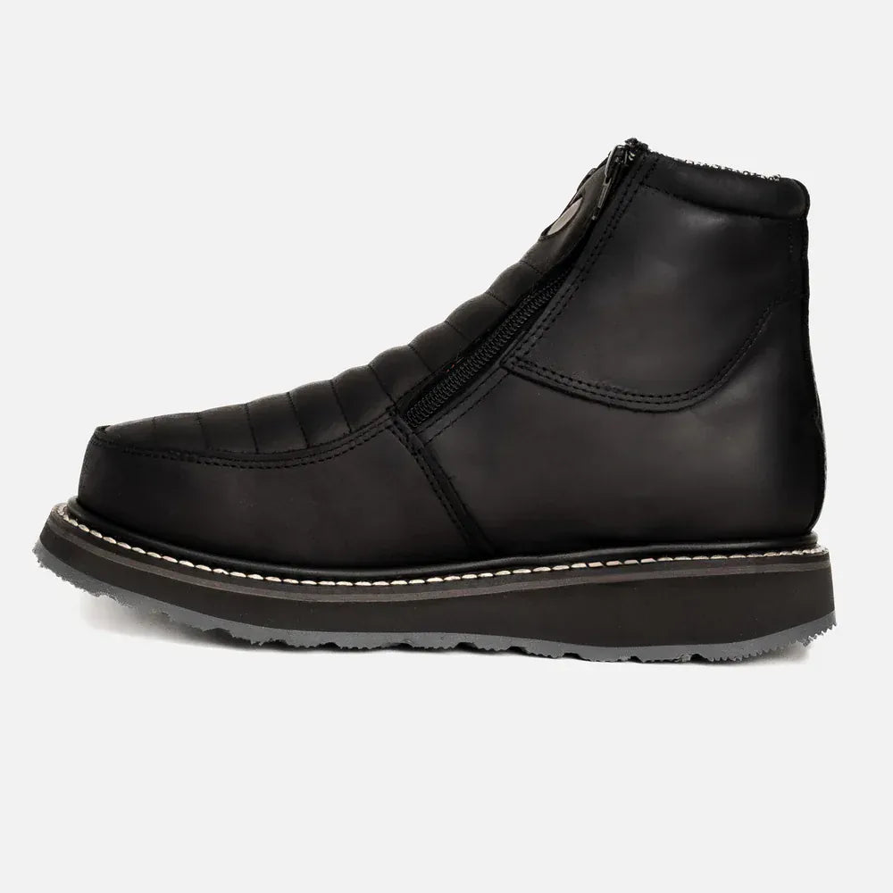 Hammer Men's Double Zipper Comfort Soft Round Toe  Work Boot - Black - Left Side View